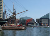 tall ships and the National Aquarium in Baltimore's Inner Harbor